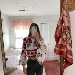 Floral Bell Sleeve Blouse